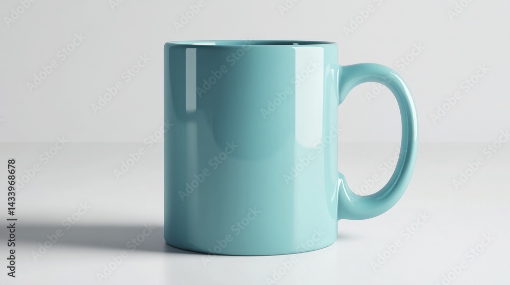 Sky Blue Mug Mockup Isolated on White Background. Generative AI