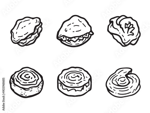 Bean curd skin line art vector illustration