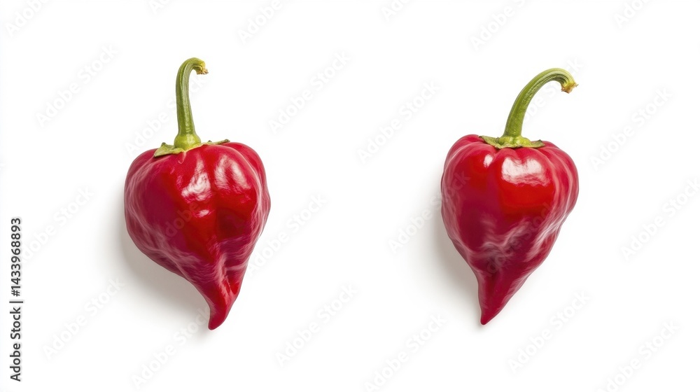 Fresh Red Anaheim Peppers Isolated on White Background. Generative AI