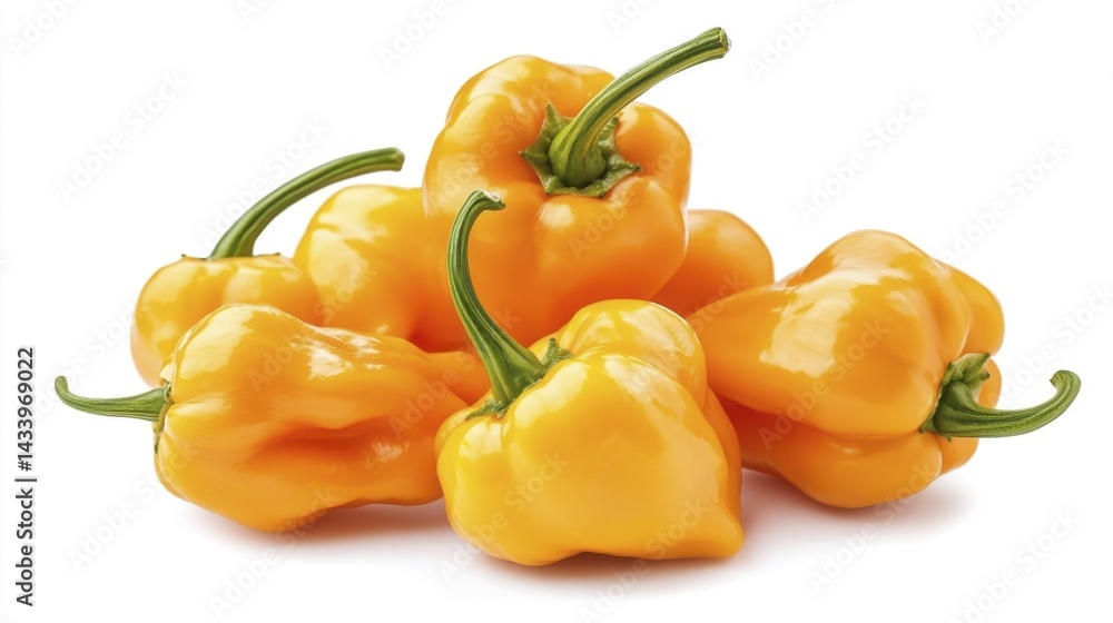 Fresh Anaheim peppers isolated on a white background. Generative AI