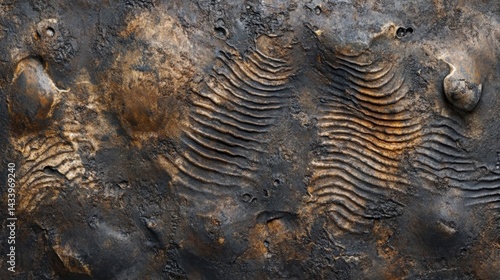 Obraz na płótnie Shell texture detailed surface natural patterns abstract design weathered look. Generative AI w salonie