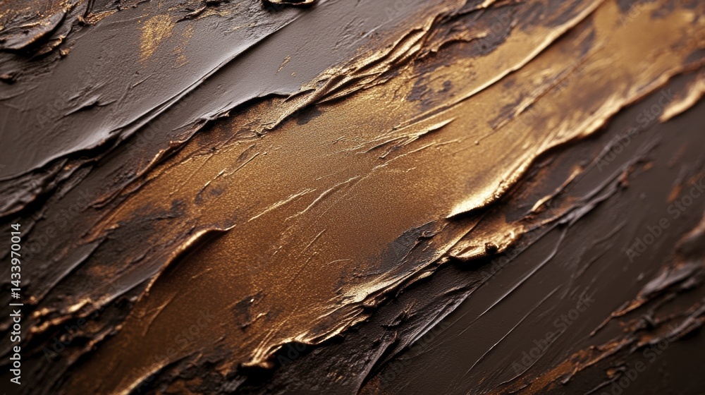 Abstract Paint Stroke Texture with Gold and Brown Tones. Generative AI