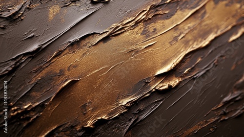 Obraz na płótnie Abstract Paint Stroke Texture with Gold and Brown Tones. Generative AI w salonie