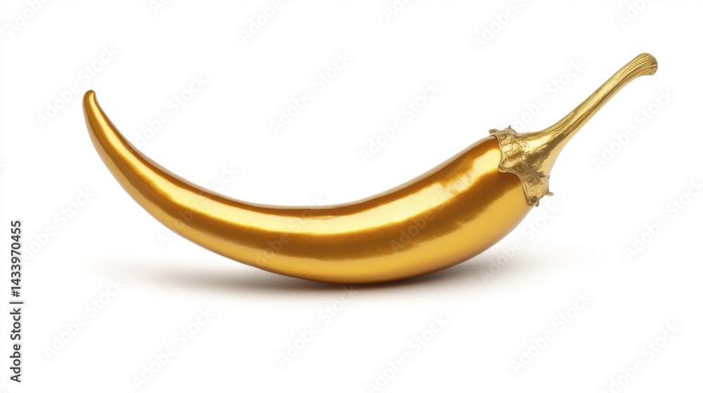 Golden Cayenne Pepper Isolated on White Background. Generative AI