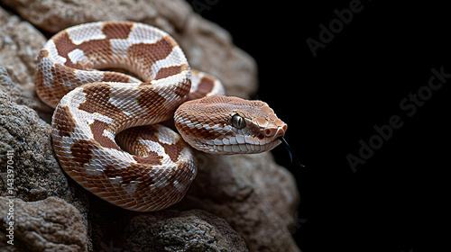 Closeup Of A Brown And Beige Snake On Rocks