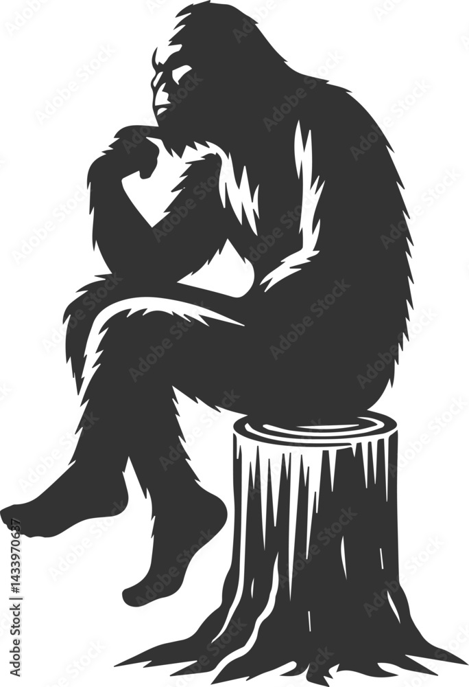 Fototapeta premium Black bigfoot vector silhouette