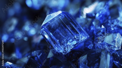 Obraz na płótnie Blue Sapphire Crystals Abstract Background. Generative AI w salonie