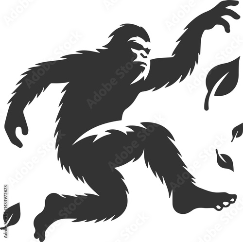 Black bigfoot vector silhouette