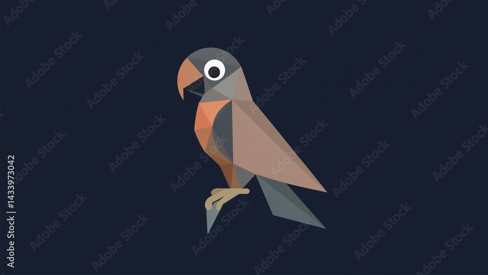 Obraz premium Modern Geometric Parrot Design: An Abstract Clipart for Cutting-Edge Designs and Contemporary Aesthetics