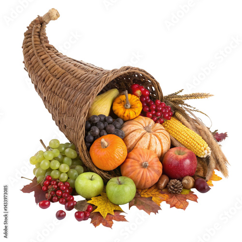 Abundant Harvest Horn of Plenty isolated on transparent background  
