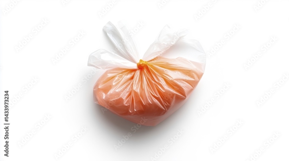 Plastic bag packing mockup isolated on white background. Generative AI