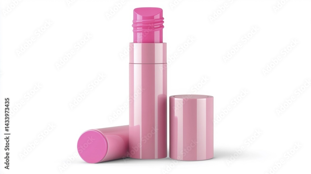 Lip Balm Tube Packing Mockup Isolated on White Background. Generative AI