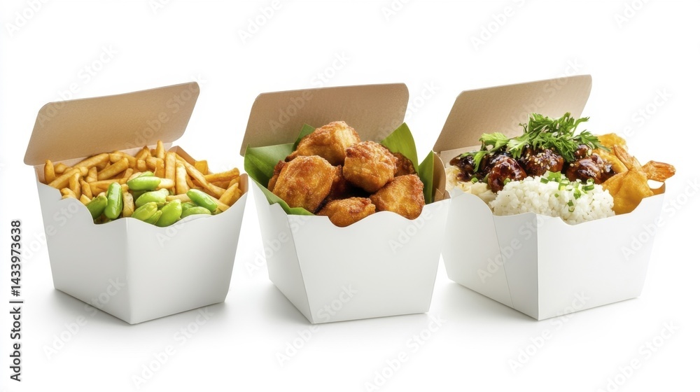 Takeout Box Packing on White Background. Generative AI