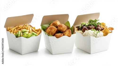 Obraz na płótnie Takeout Box Packing on White Background. Generative AI w salonie