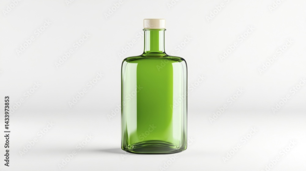 Glass Bottle Packaging Mockup on White Background. Generative AI