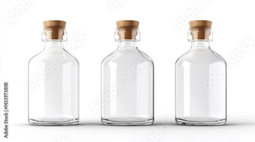 Obraz na płótnie Empty glass bottles with corks on white background. Generative AI w salonie