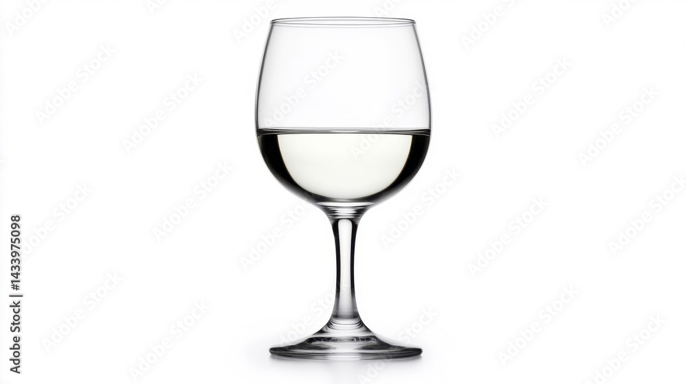 Glass of white wine isolated on white background. Generative AI