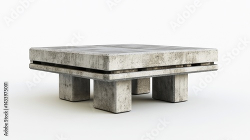 Obraz na płótnie Reinforced Concrete Table on Isolated White Background. Generative AI w salonie