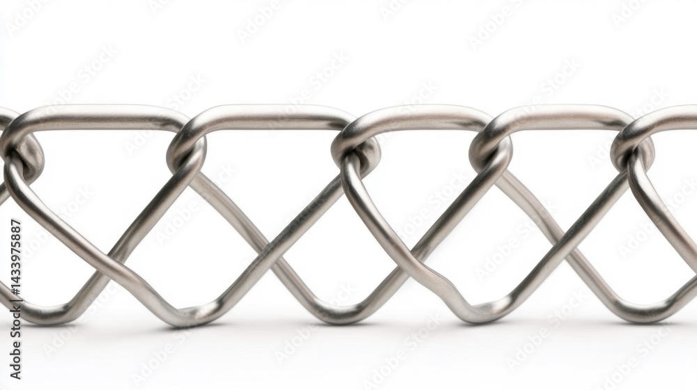 Metal chain close up steel texture interlocked links industrial background. Generative AI