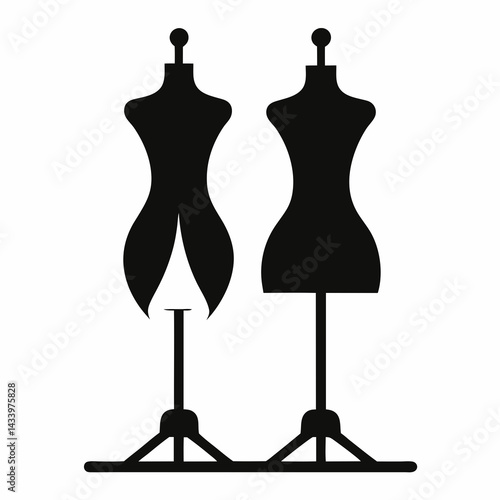 Black Silhouette of Two Female Dressmaker Mannequi