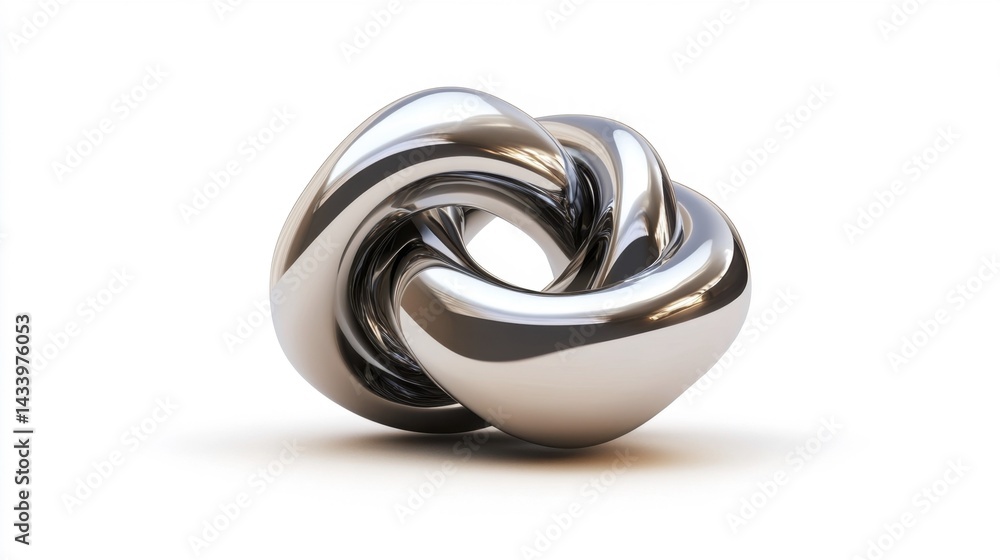 Abstract stainless steel twisted sculpture isolated on white background. Generative AI
