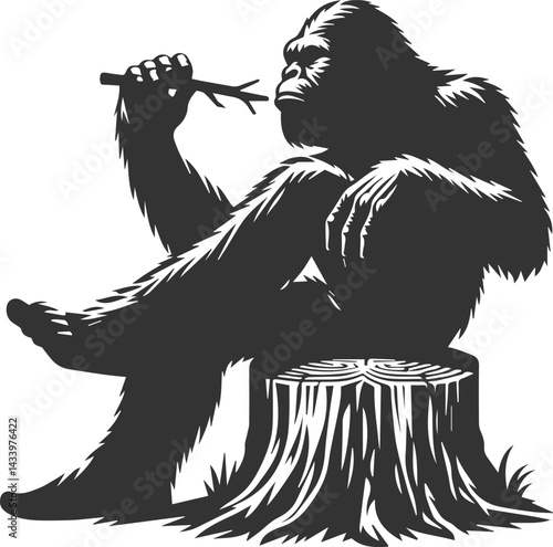 Black bigfoot vector silhouette