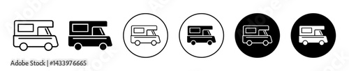 Campervan icons. minimal vector symbol