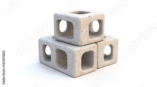 Obraz na płótnie Hollow blocks stacked on white background. Generative AI w salonie