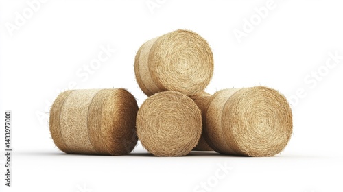 Obraz na płótnie Hay bales stacked on a white background. Generative AI w salonie