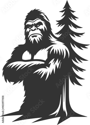 Black bigfoot vector silhouette