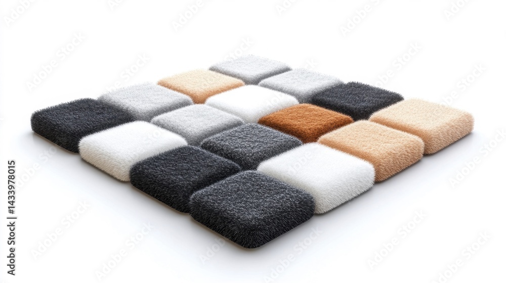 Carpet tiles isolated on white background. Generative AI