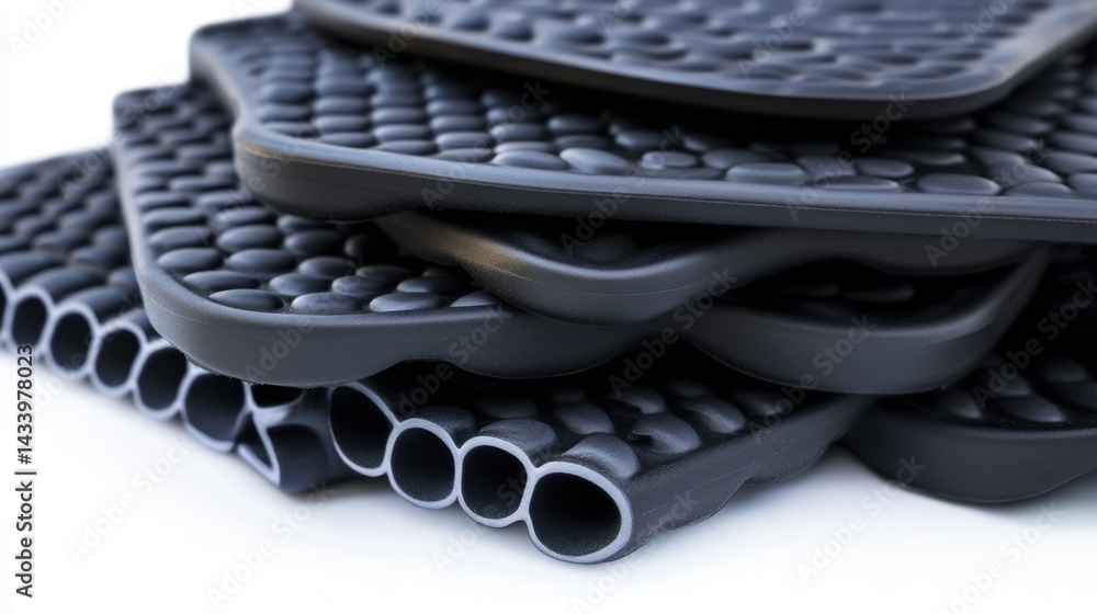 Rubber mats stacked on white background isolated view. Generative AI