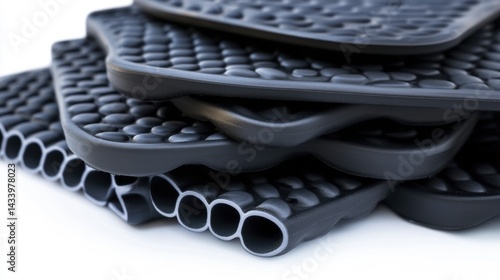 Obraz na płótnie Rubber mats stacked on white background isolated view. Generative AI w salonie