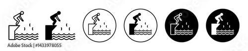 swimmer jumping icons. minimal vector symbol