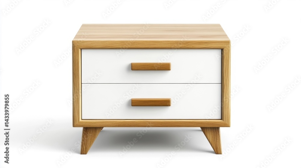 Modern bedside drawer isolated on white background. Generative AI Modern bedside drawer isolated on white background. Generative AI