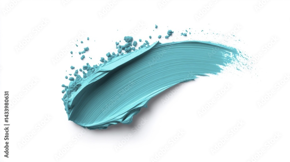 Turquoise Paint Stroke on White Background. Generative AI Turquoise Paint Stroke on White Background. Generative AI
