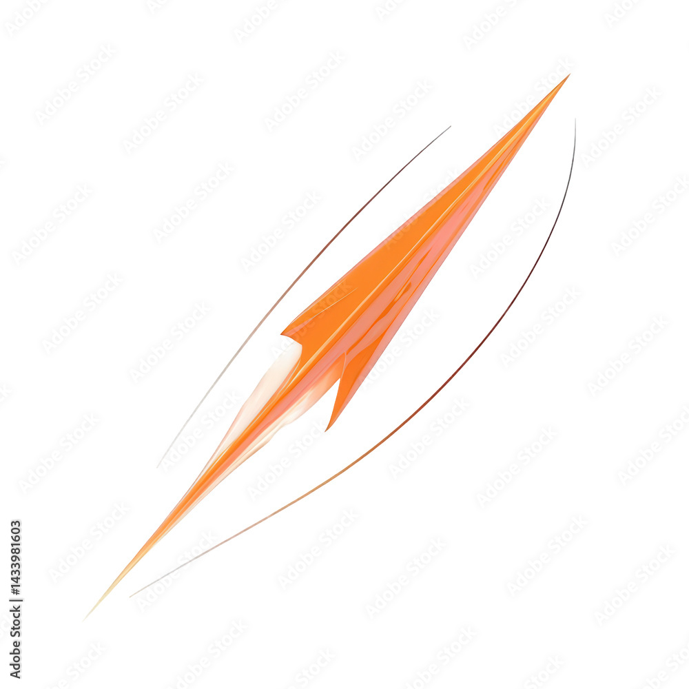 Obraz premium Abstract orange arrow design element on art speed shape style vivid vector on transparent background