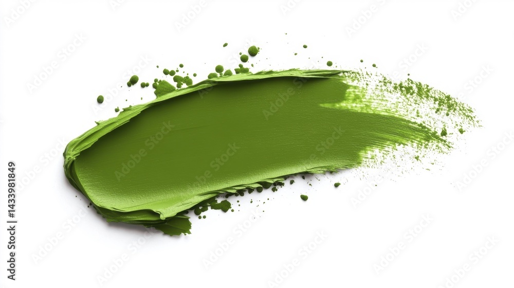 Green paint smear on white background. Generative AI