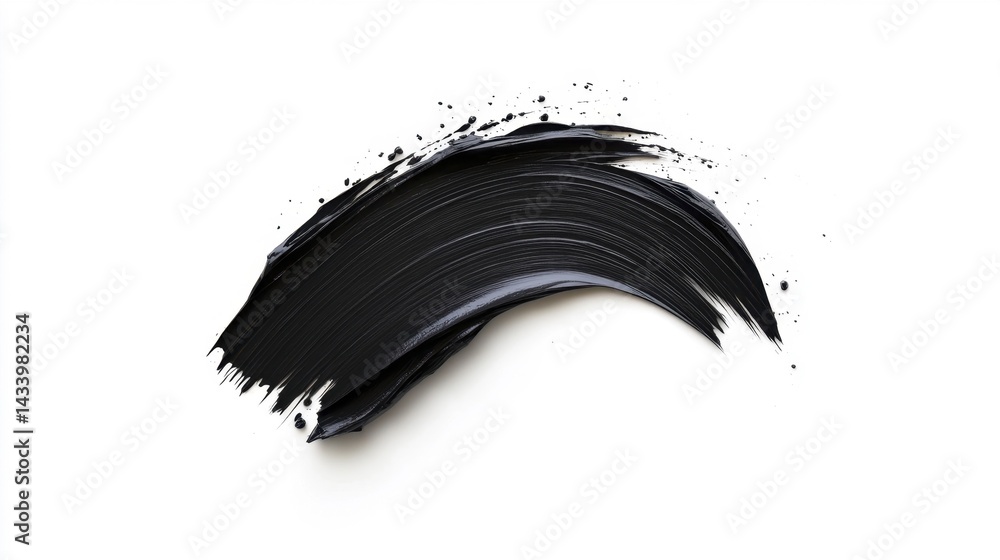 Black brush stroke on white background isolated. Generative AI