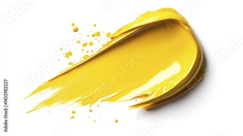 Obraz na płótnie Deep yellow paint stroke isolated on white background. Generative AI w salonie