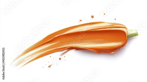 Orange paint smear with texture on white background. Generative AI