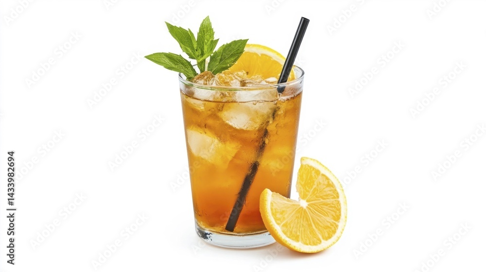 Refreshing Long Island Iced Tea with Lemon and Mint. Generative AI