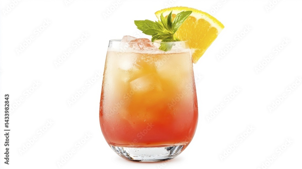 Planter's Punch cocktail isolated on white background. Generative AI