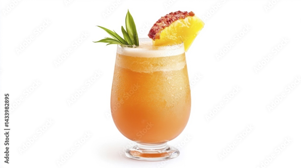 Tropical Cocktail with Orange and Pineapple Garnish. Generative AI