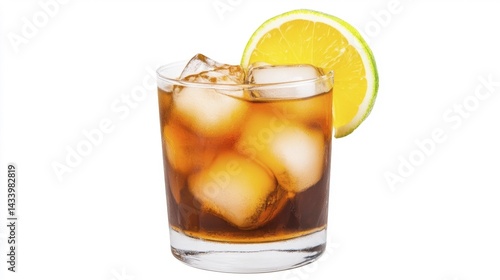 Obraz na płótnie Refreshing Dark 'n' Stormy Cocktail with Ice and Lime. Generative AI w salonie