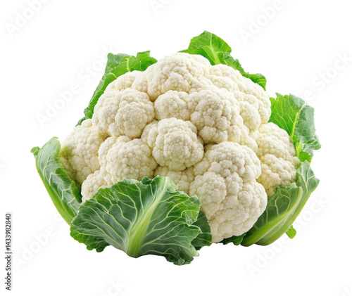 Harvesting fresh cauliflower in a garden organic vegetables nature isolated on transparent background