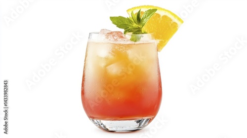 Planter's Punch cocktail isolated on white background. Generative AI