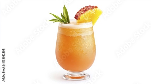 Obraz na płótnie Tropical Cocktail with Orange and Pineapple Garnish. Generative AI w salonie
