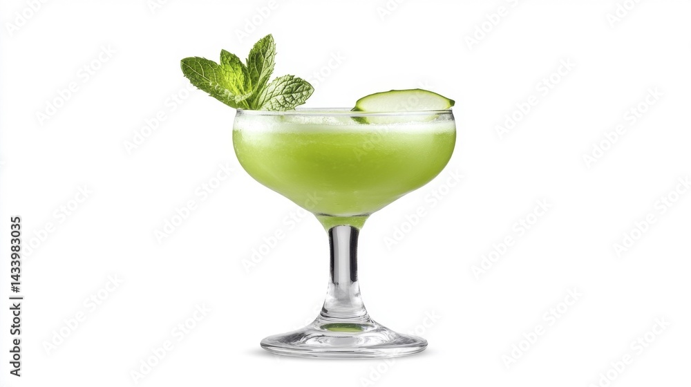 Mint Margarita Cocktail Isolated on White Background. Generative AI