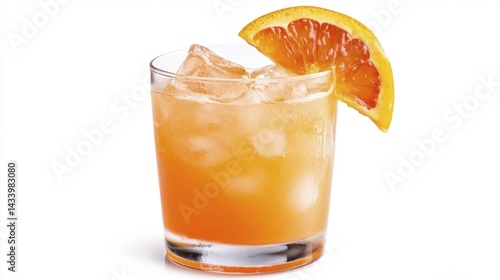 Obraz na płótnie Alabama Slammer Cocktail on Ice Isolated on White Background. Generative AI w salonie